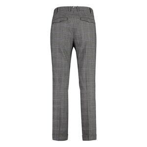 PT01 Men's Plaid Wool Blend Dress Pants Men GREY